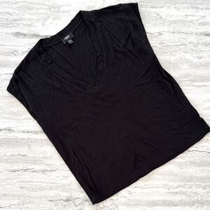 EXPRESS Stretch Linen Skimming V Neck Top